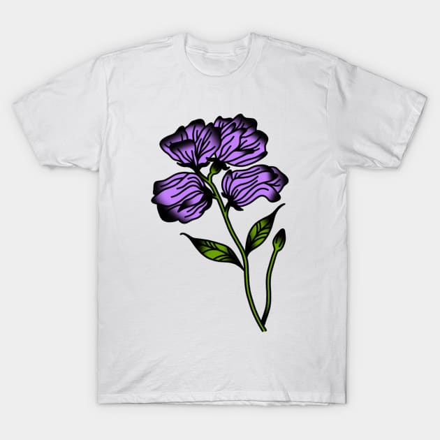 Purple Flower T-Shirt by drawingsbydarcy